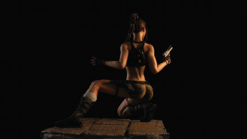 Картинка 3д+графика фантазия+ fantasy angel of darkness lara croft оружие фон взгляд девушка