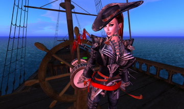 Картинка 3д+графика фантазия+ fantasy пират фон взгляд девушка