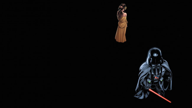 Обои картинки фото рисованное, минимализм, лея, органа-соло, дарт, вейдер