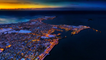 Картинка reykjavik города рейкьявик+ исландия рассвет