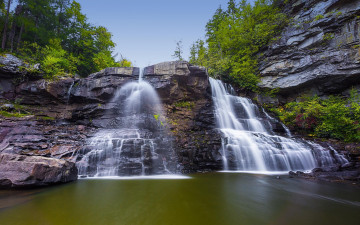 Картинка природа водопады деревья скалы водопад