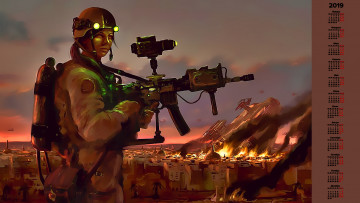 Картинка календари фэнтези город здание человек оружие солдат