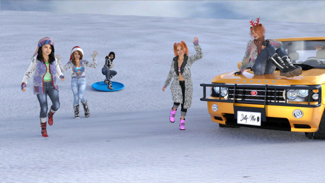 Обои картинки фото 3д графика, люди-авто, мото , people- car ,  moto, фон, взгляд, девушки