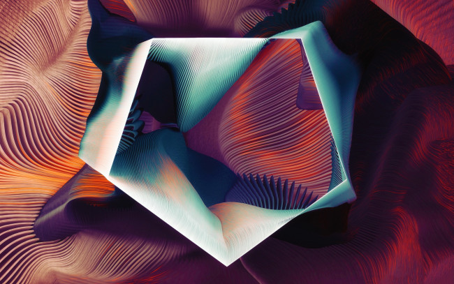 Обои картинки фото 3д графика, абстракция , abstract, краски, объем, фигура, пятигранник, узор, линии