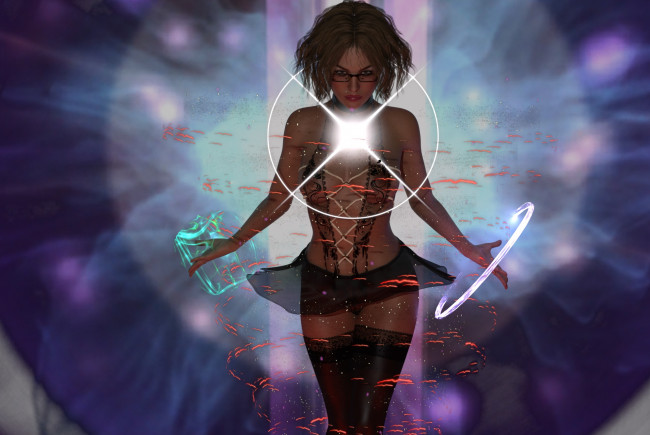 Обои картинки фото 3д графика, фантазия , fantasy, девушка, фон, взгляд