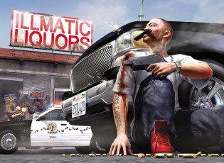 Картинка видео+игры 25+to+life магазин перестрелка полиция машины кровь гильзы оружие преступник