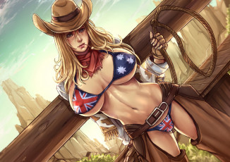 Картинка аниме unknown +другое+ купальник шляпа взгляд фон девушка