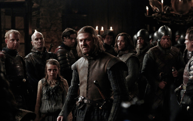 Обои картинки фото кино фильмы, game of thrones , сериал, воины, арья, нед, старк