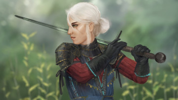 Картинка видео+игры the+witcher+3 +wild+hunt девушка фон униформа меч