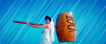 обоя кино фильмы, nicky larson et le parfum de cupidon, девушка, невеста, молот