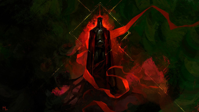 Обои картинки фото фэнтези, маги,  волшебники, фигура, плащ, лента