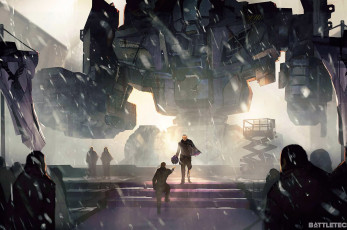 Картинка видео+игры battletech робот снег люди