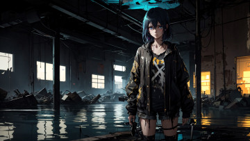 Картинка аниме город +улицы +интерьер +здания нейросети графика нейроарт ai art нейронные сети рисунки нейро искусство девушка