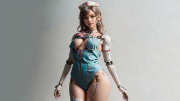 Картинка фэнтези роботы +киборги +механизмы нейросети графика нейроарт ai art нейронные сети рисунки нейро искусство девушка киборг