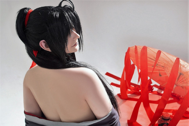 Обои картинки фото девушки, - креатив,  косплей, образ, костюм, зонт