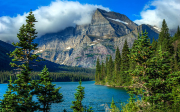 Картинка природа реки озера горы лес озеро облака