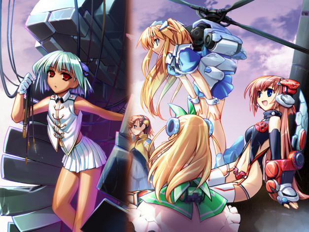 Обои картинки фото аниме, weapon, blood, technology