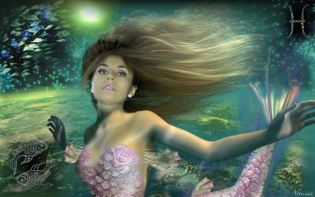 Обои картинки фото космический, гороскоп, рыбы, фэнтези, существа