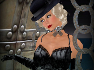 Картинка 3д графика people люди блондинка шляпа