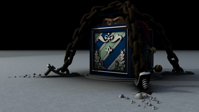 Обои картинки фото 3д, графика, другое, коробка, цепь