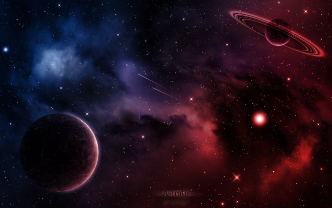 Обои картинки фото космос, арт, туманность, планеты