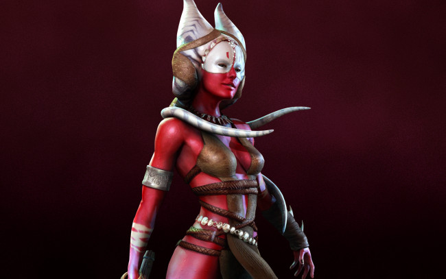 Обои картинки фото звездные, войны, 3д, графика, creatures, существа, красный, девушка, star, wars