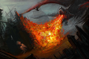 Картинка фэнтези lord of the rings горлум дракон