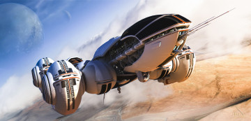 Картинка фэнтези космические корабли звездолеты станции полет