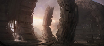 Картинка фэнтези иные+миры +иные+времена корабль сооружения человек остов арт