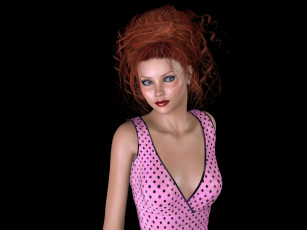 Картинка 3д+графика люди+ people девушка рыжая фон взгляд