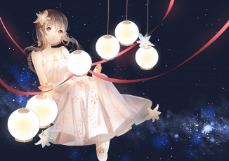 Картинка аниме vocaloid фонарики космос девочка арт weitu yuezheng ling china