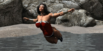 Картинка 3д+графика фантазия+ fantasy девушка взгляд фон полет