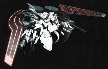 Картинка аниме kantai+collection kantai collection northern ocean hime seaport miwa shirow арт девушки оружие