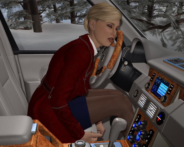 Обои картинки фото she wolf ll, 3д графика, фантазия , fantasy, девушка, взгляд, фон, автомобиль