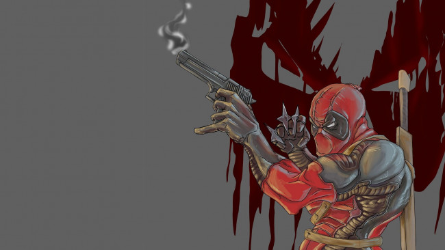 Обои картинки фото рисованное, комиксы, deadpoo, оружие, супермен