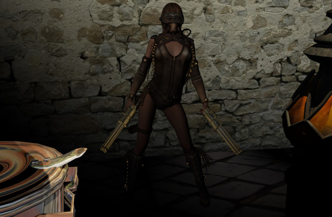 Обои картинки фото 3д графика, фантазия , fantasy, фон, взгляд, девушка, оружие