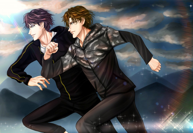 Обои картинки фото разное, арты, арт, парни, бег, бегут