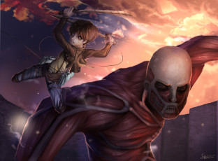 Картинка аниме shingeki+no+kyojin атака титанов