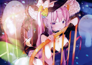 Картинка аниме магия +колдовство +halloween девушка