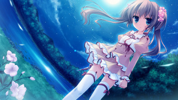 Картинка аниме midori+no+umi взгляд девушка фон