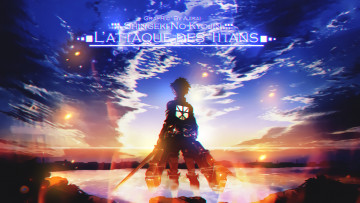 Картинка аниме shingeki+no+kyojin закат