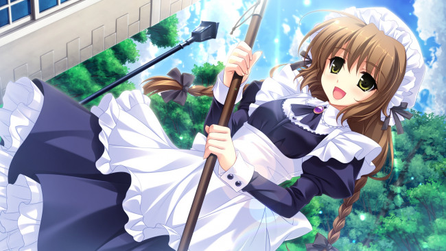 Обои картинки фото аниме, midori no umi, девушка, взгляд, фон