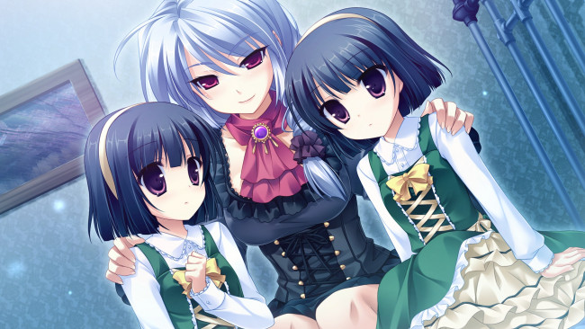 Обои картинки фото аниме, midori no umi, фон, взгляд, девушки