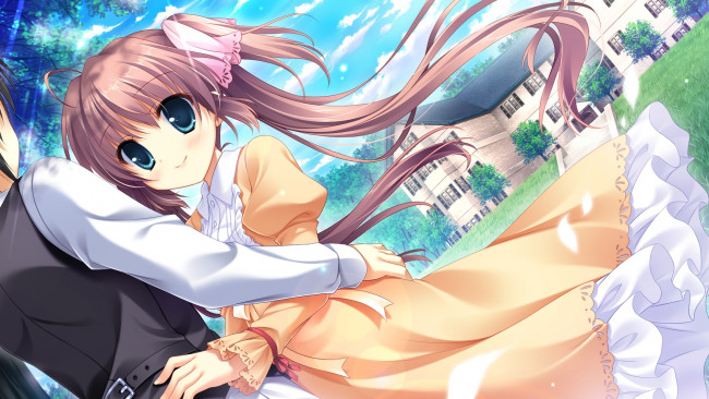 Обои картинки фото аниме, midori no umi, взгляд, девушка, фон