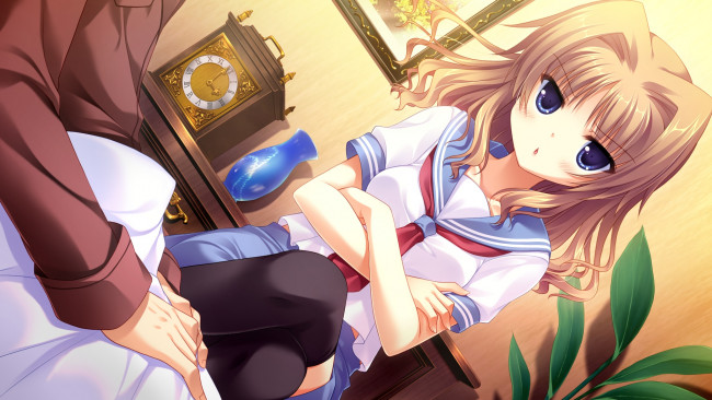 Обои картинки фото аниме, midori no umi, взгляд, фон, девушка