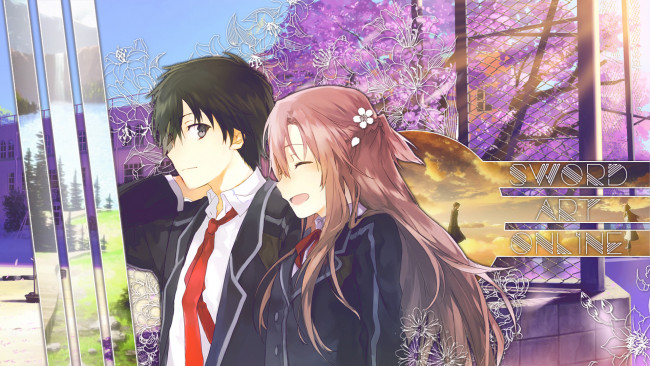 Обои картинки фото аниме, sword art online, двое