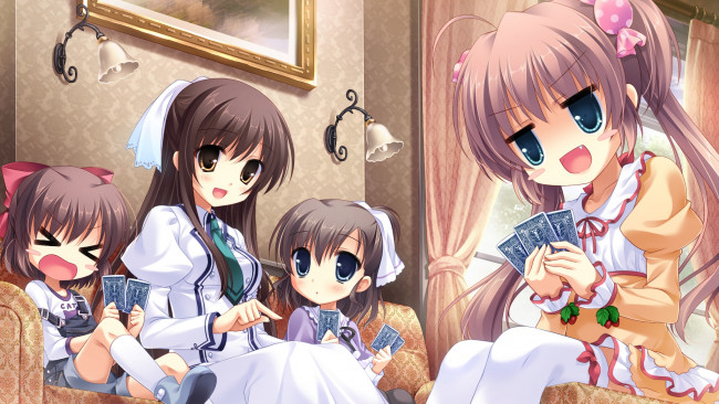 Обои картинки фото midori no umi, аниме, фон, девушки, взгляд