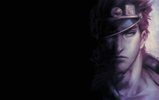 Обои картинки фото аниме, jojo`s bizarre adventure, мужчина, лицо, фуражка