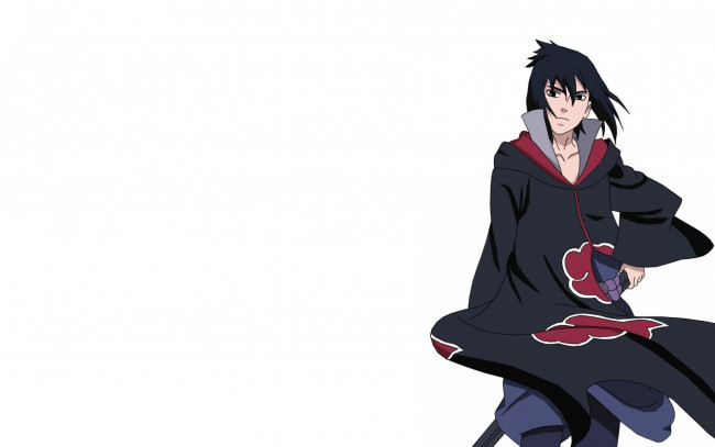Обои картинки фото аниме, naruto, учиха, саске, плащ