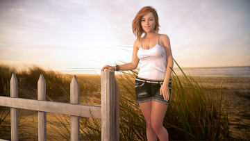 Картинка 3д+графика люди+ people девушка взгляд фон